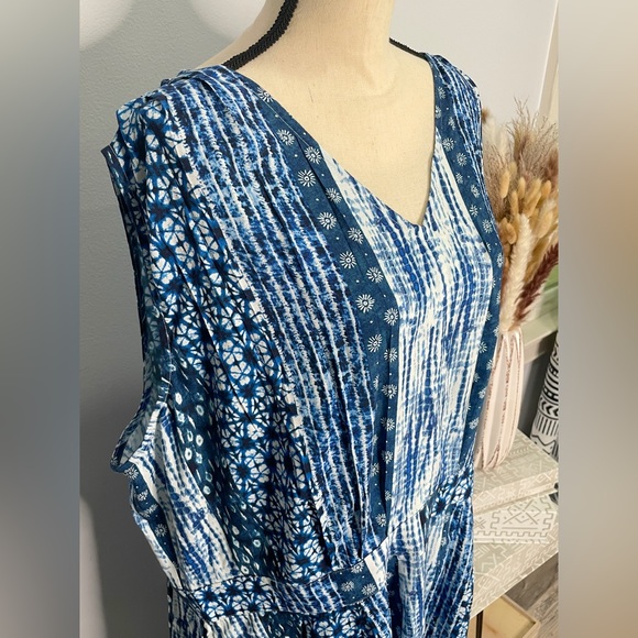 Monroe & Main Boho Blue Mixed Print Maxi Dress - 22W - Picture 2 of 5